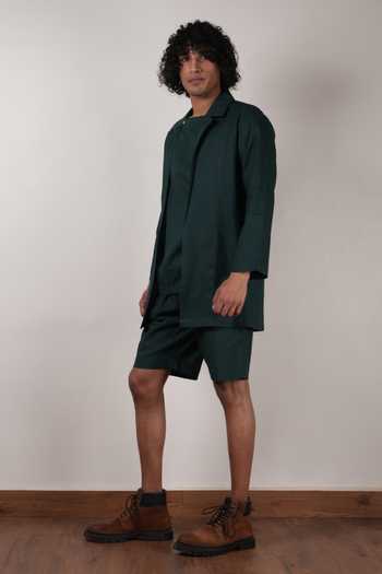 MATI_Green Cotton Jacket And Shorts Set _Online_at_Aza_Fashions