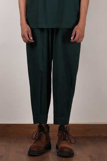 Buy_MATI_Green Cotton Overlap T-shirt And Trouser Set  _Online_at_Aza_Fashions