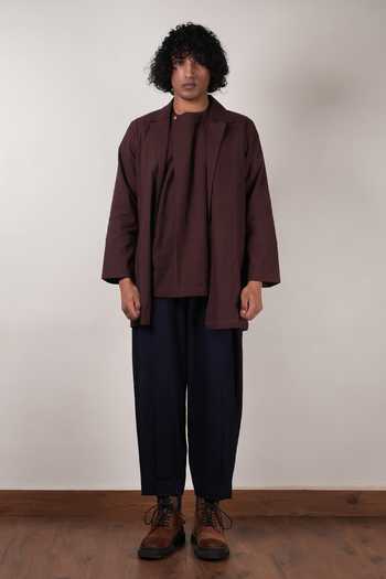 Buy_MATI_Brown Cotton Pleated Trouser And Jacket Set _Online_at_Aza_Fashions