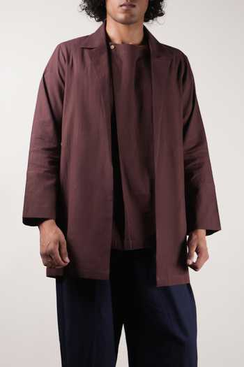 Shop_MATI_Brown Cotton Pleated Trouser And Jacket Set _Online_at_Aza_Fashions