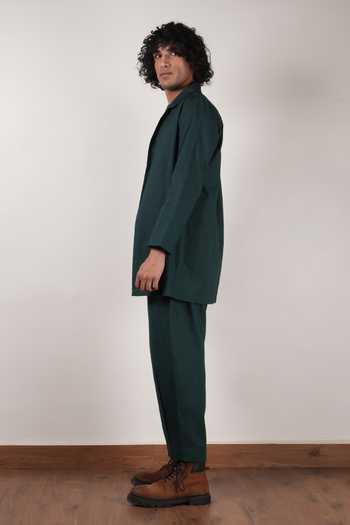 Buy_MATI_Green Cotton Jacket Trouser Set _Online_at_Aza_Fashions