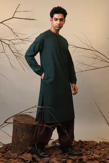 Buy MATI Green Cotton Raglan Sleeve Long Kurta at Aza Fashions Buy_MATI_Green Cotton Raglan Sleeve Long Kurta _at_Aza_Fashions
