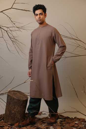 Buy_MATI_Beige Cotton Raglan Sleeve Kurta _Online_at_Aza_Fashions
