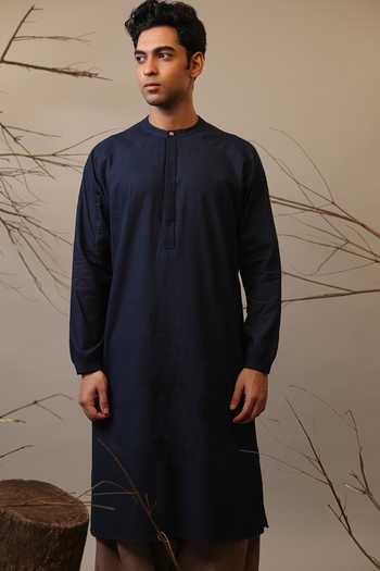 Buy MATI Blue Cotton Raglan Sleeve Kurta And Pant Set Online at Aza Fashions Buy_MATI_Blue Cotton Raglan Sleeve Kurta And Pant Set _Online_at_Aza_Fashions