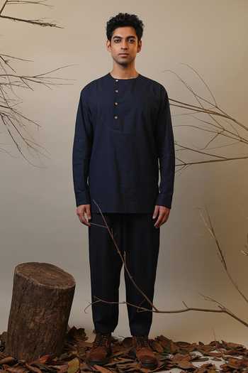 MATI Blue Cotton Roots Short Kurta Online at Aza Fashions MATI_Blue Cotton Roots Short Kurta _Online_at_Aza_Fashions