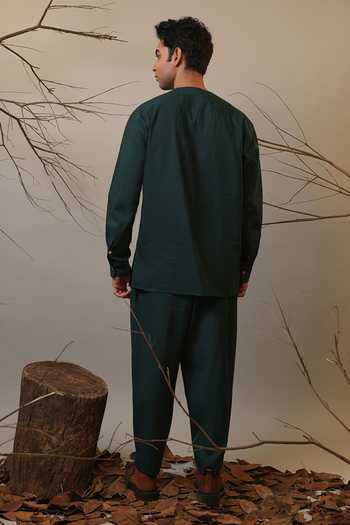 Shop MATI Green Cotton Roots Kurta And Pant Set at Aza Fashions Shop_MATI_Green Cotton Roots Kurta And Pant Set _at_Aza_Fashions