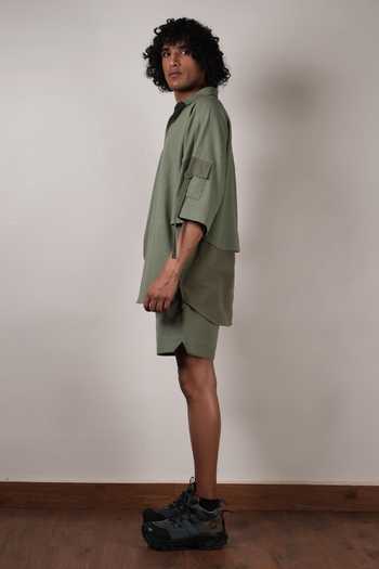 Shop_MATI_Green Cotton Handwoven Oversized T-shirt _Online_at_Aza_Fashions
