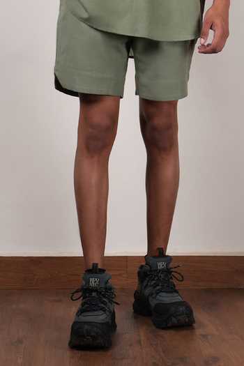 Buy_MATI_Green Cotton Handwoven Drawstring Shorts _Online_at_Aza_Fashions