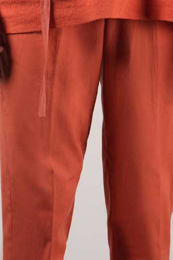 MATI_Orange Cotton Flap T-shirt And Pant Co-ord Set _Online_at_Aza_Fashions
