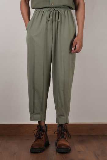 Buy_MATI_Green Cotton Handwoven Safari Trouser _Online_at_Aza_Fashions
