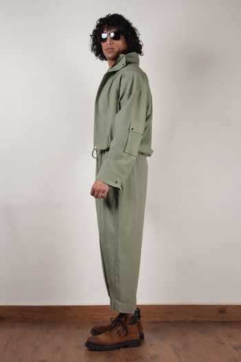 Shop_MATI_Olive Green Cotton Safari Crop Jacket And Pant Co-ord Set 