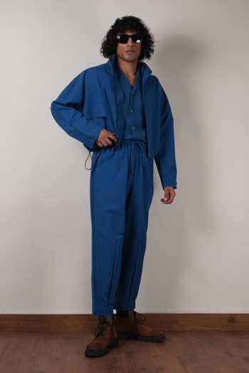 Buy_MATI_Blue Cotton Safari Crop Jacket And Pant Co-ord Set 