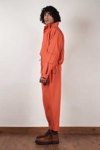 Shop_MATI_Rust Cotton Safari Crop Jacket And Pant Co-ord Set _Online_at_Aza_Fashions