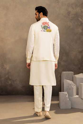 Millionaire Floral Pattern Nehru Jacket Kurta Set 