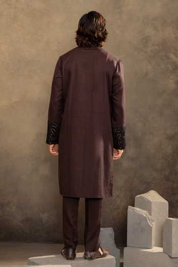 Millionaire Embroidered Linen Blend Kurta Set 