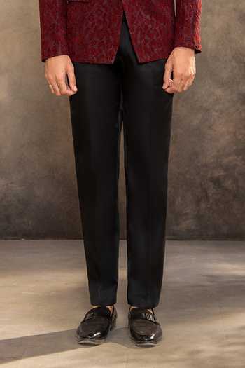 Millionaire_Maroon Net Printed Texture Suit Pant Set _Online_at_Aza_Fashions