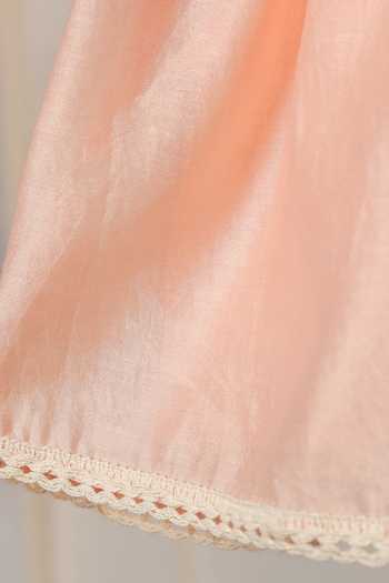 Shop_Casa Ninos_Peach Chanderi Tassels, Pearls Dress _Online_at_Aza_Fashions