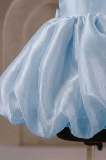 Casa Ninos_Blue Organza Pearls Placed Work Dress _Online_at_Aza_Fashions