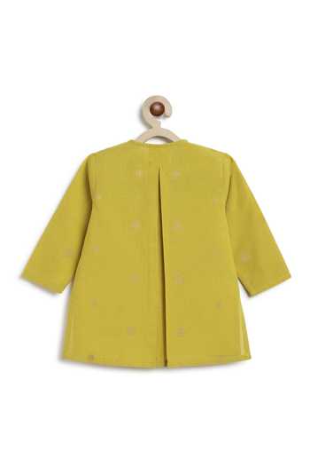 Shop_Tiber Taber_Green Cotton Zari Jacquard Kurta And Pant Set _Online_at_Aza_Fashions