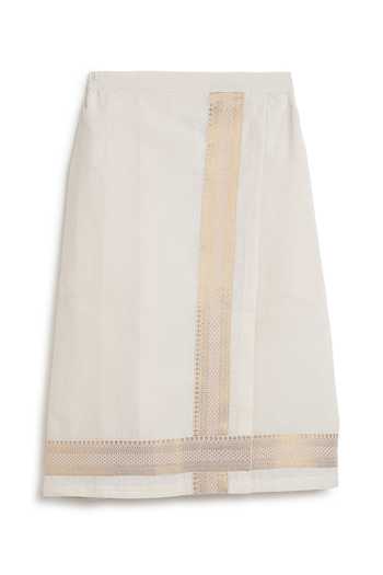 Buy_Tiber Taber_Cream Cotton Zari Border Mundu _Online_at_Aza_Fashions