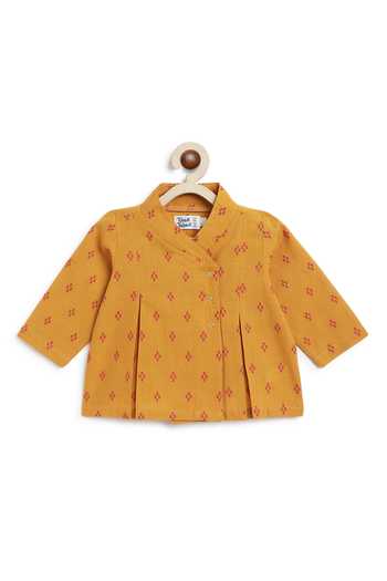 Buy_Tiber Taber_Yellow Cotton Jacquard Top And Pant Set _Online_at_Aza_Fashions