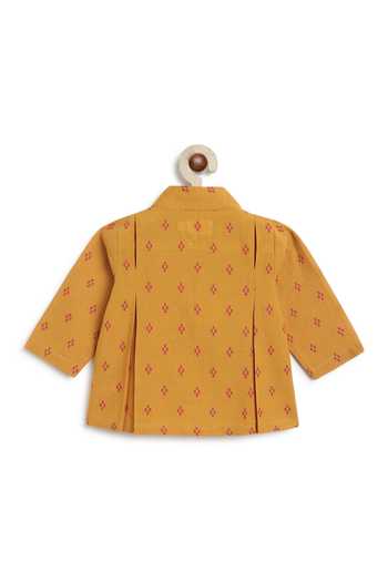 Shop_Tiber Taber_Yellow Cotton Jacquard Top And Pant Set _Online_at_Aza_Fashions