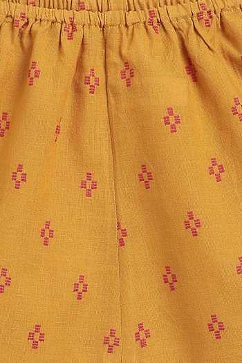 Buy_Tiber Taber_Yellow Cotton Jacquard Top And Pant Set 
