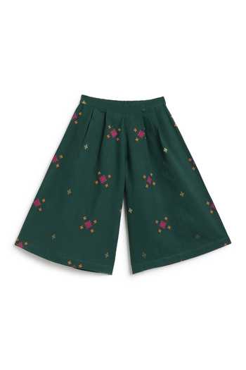 Tiber Taber_Green Cotton Jacquard Top And Pant Set _Online_at_Aza_Fashions