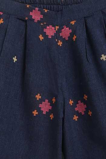 Buy_Tiber Taber_Blue Cotton Jacquard Top And Pant Set 