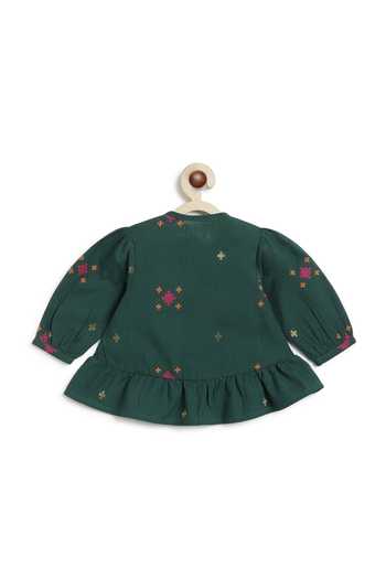 Buy_Tiber Taber_Green Cotton Jacquard Top And Pant Set _Online_at_Aza_Fashions