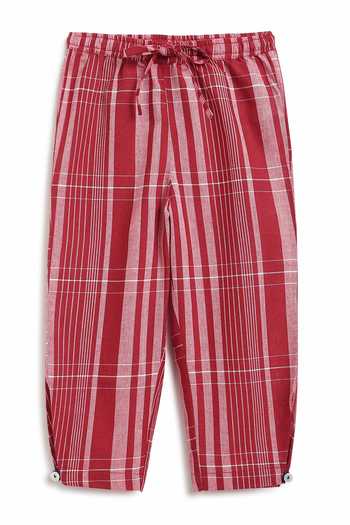 Tiber Taber_Maroon Cotton Jacquard Top And Pant Set _Online_at_Aza_Fashions
