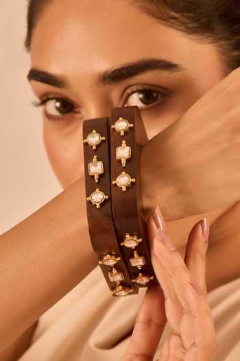 Mnsh Polki Wooden Bangle - Single Pc 