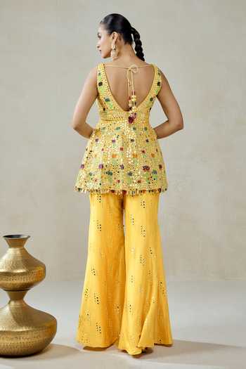 Nitika Gujral Resham Embroidered Peplum Tunic With Sharara 