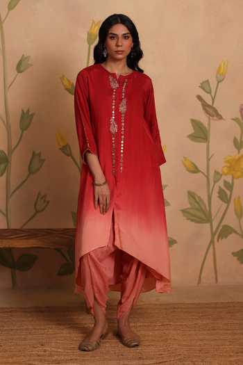 Pouli Pret Naaz Embroidered Kurta & Dhoti Pant Set 