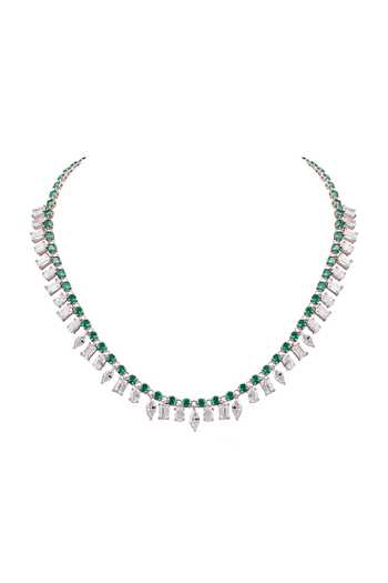 Prata_Green Poise Embellished Necklace _Online_at_Aza_Fashions