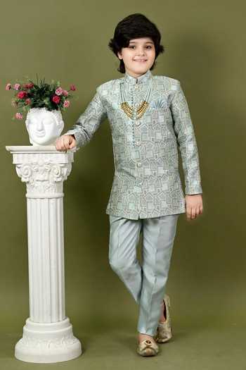 Jhambthreads Jacquard Sherwani & Pant Set 