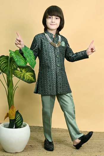 Jhambthreads Jacquard Sherwani & Pant Set 