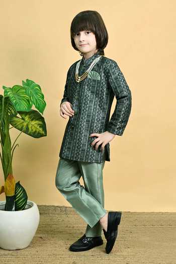 Jhambthreads Jacquard Sherwani & Pant Set 