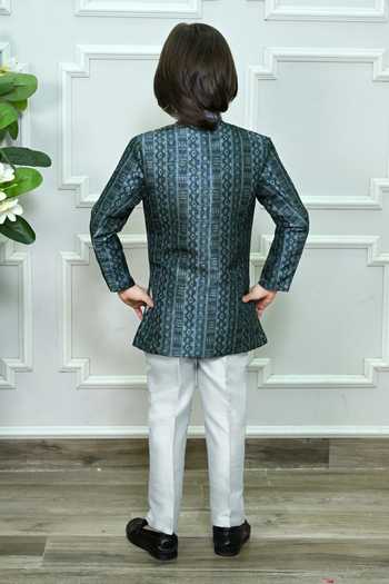 Jhambthreads Jacquard Sherwani Jacket & Pant Set 