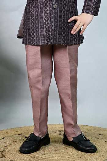Jhambthreads_Purple Jacquard Sherwani And Pant Set _Online_at_Aza_Fashions