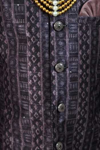 Buy_Jhambthreads_Purple Jacquard Sherwani And Pant Set _Online_at_Aza_Fashions