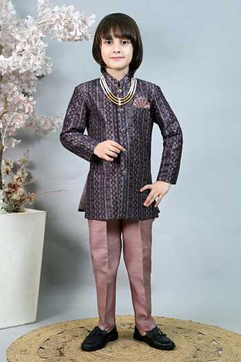 Jhambthreads Jacquard Sherwani & Pant Set 