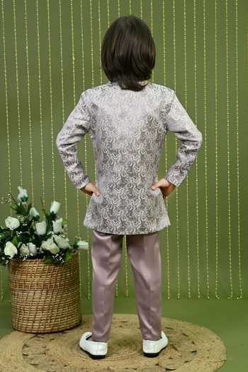 Jhambthreads Jacquard Sherwani Jacket & Pant Set 
