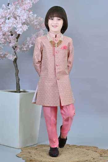 Jhambthreads Jacquard Sherwani Jacket & Pant Set 