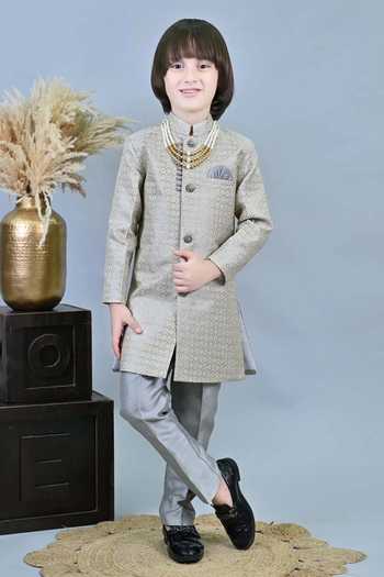 Jhambthreads Jacquard Sherwani & Pant Set 