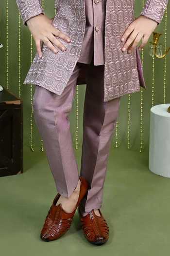 Buy_Jhambthreads_Purple Jacquard Jacket Kurta Set _Online_at_Aza_Fashions