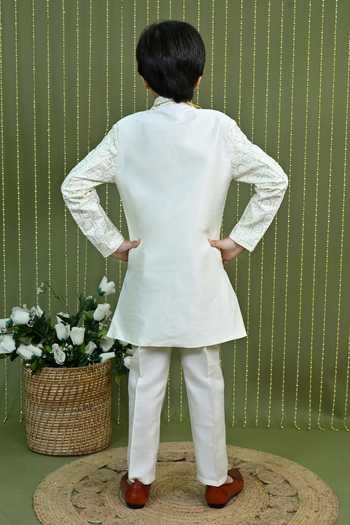 Jhambthreads Jacquard Jacket Kurta Set 