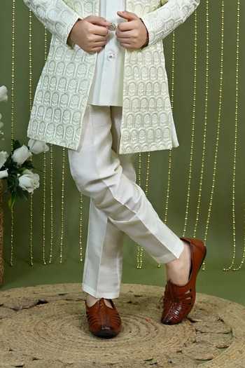 Jhambthreads White Jacquard Jacket Kurta Set Online at Aza Fashions Jhambthreads_White Jacquard Jacket Kurta Set _Online_at_Aza_Fashions