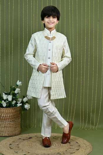 Jhambthreads Jacquard Jacket Kurta Set 