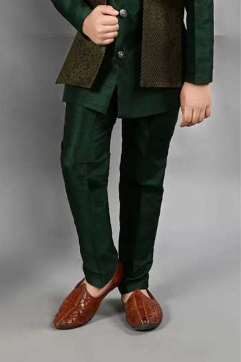 Jhambthreads Green Silk Textured Jacket Kurta Set Online at Aza Fashions Jhambthreads_Green Silk Textured Jacket Kurta Set _Online_at_Aza_Fashions